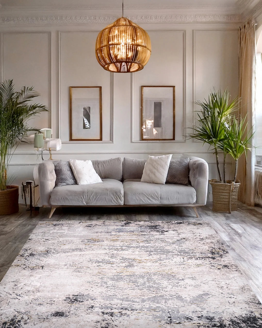 Ruby Weathered Lines Beige and Gold Rug