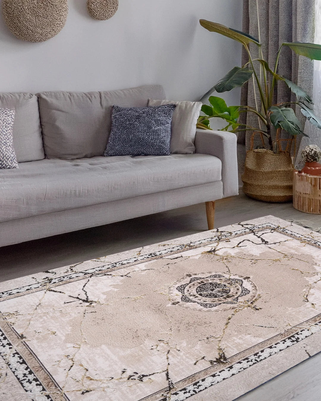 Ruby Marble Cream and Gold Rug