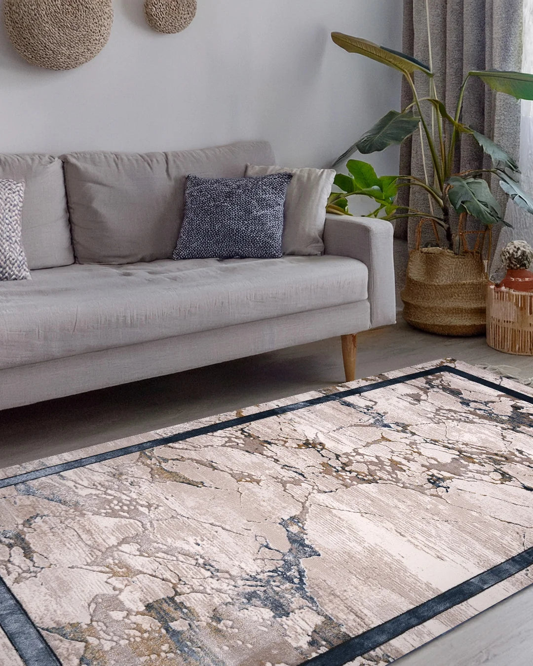 Ruby Marble White and Blue Rug