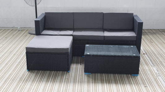 Tia Rattan Corner Sofa + Coffee Table