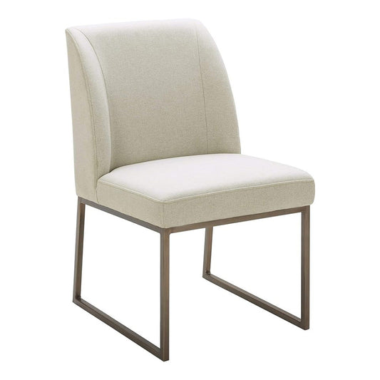 Stone Fabric Dining Chair with Bronze Legs