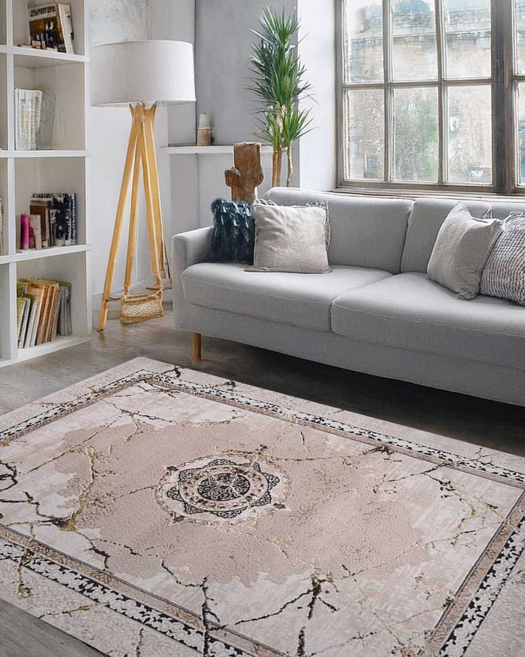 Ruby Marble Cream and Gold Rug