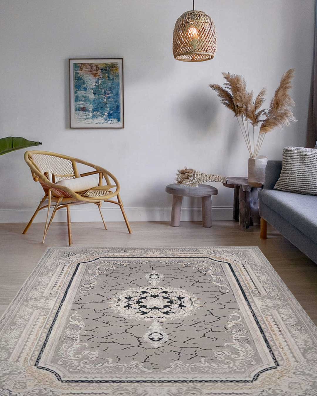Ruby Marble Medallion Kemik Grey Rug