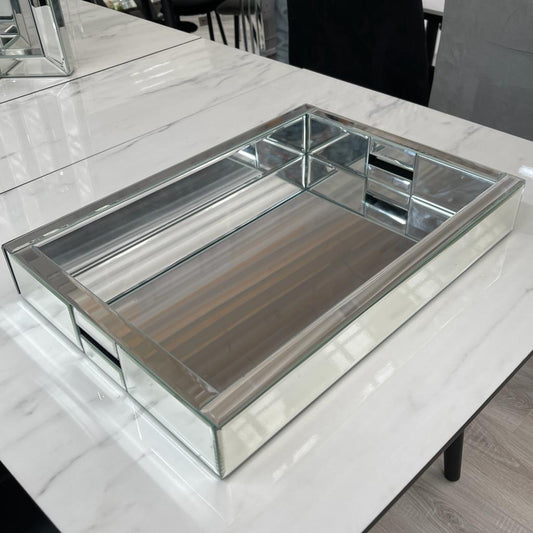 Large Rectangular Clear Mirrored Tray