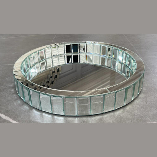 Large Round Clear Mirrored Tray