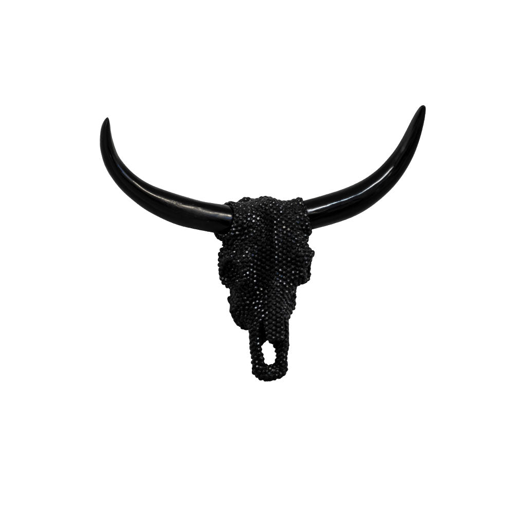 Small Black Bejeweled Bull Head