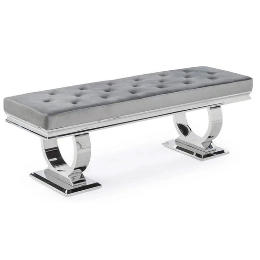 Milan Light Grey Bench - 140cm