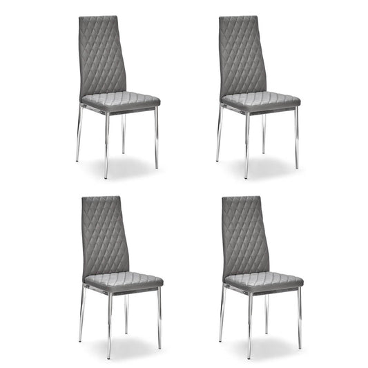 Riccardo Grey Leather Chairs - Set of 4
