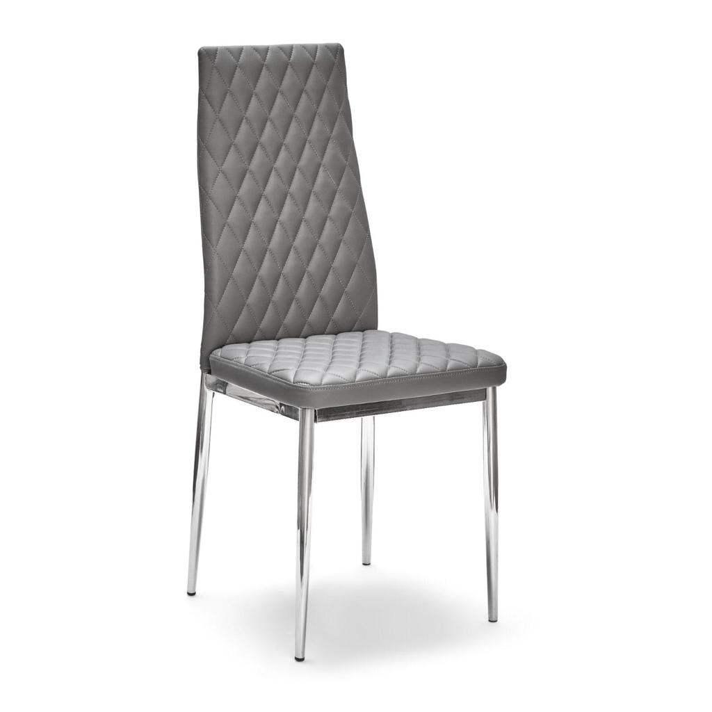 Riccardo Grey Leather Chairs - Set of 4