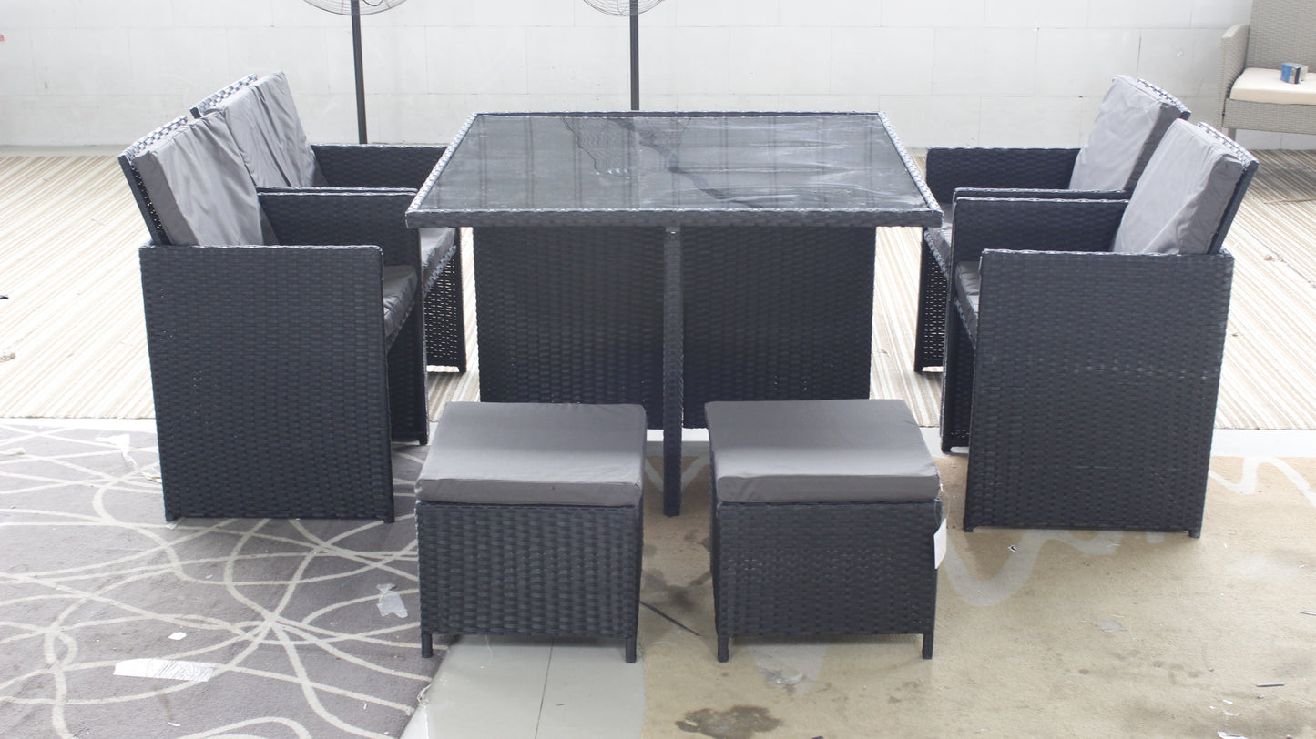 Dante 9pc Rattan Dining Table Set