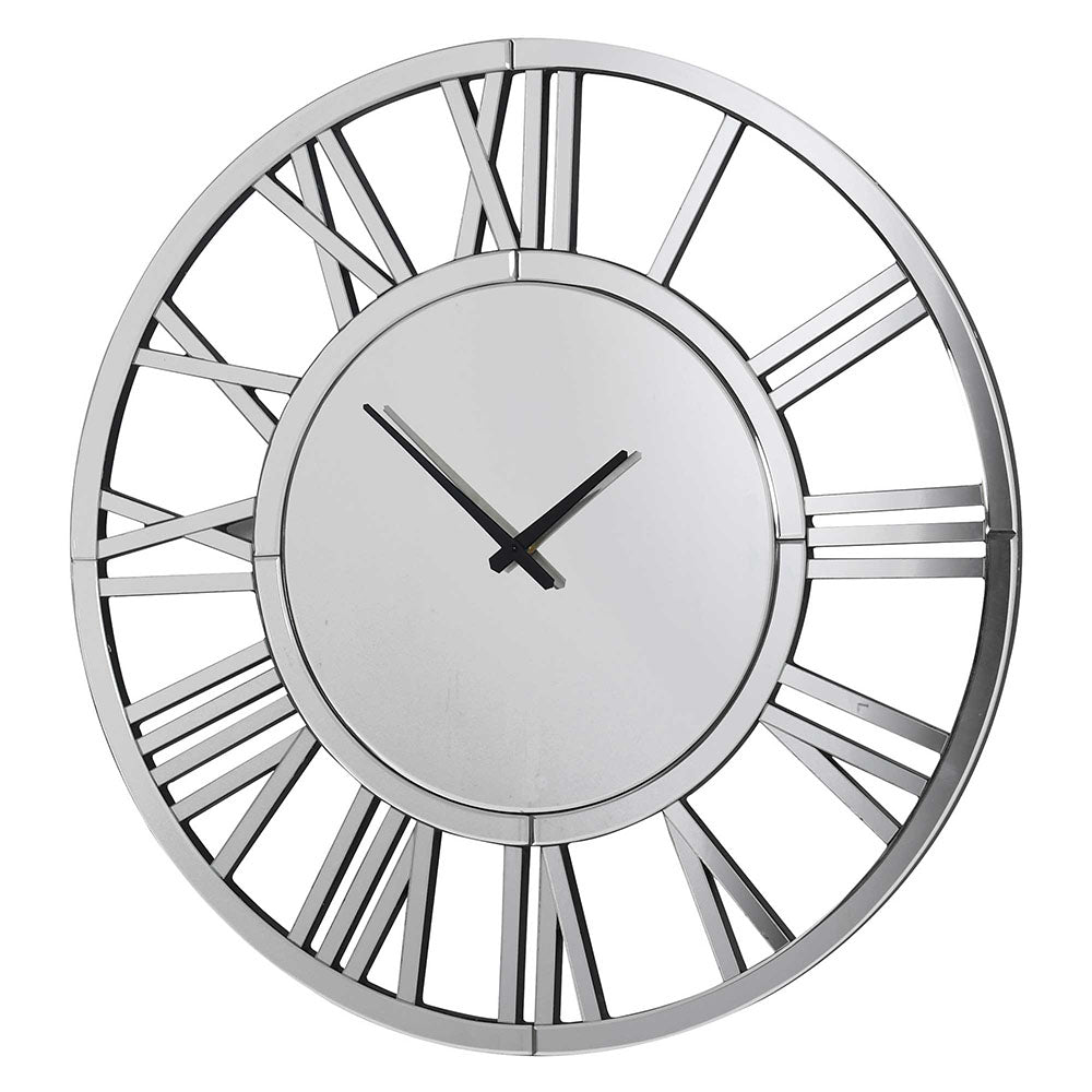 Large Roman Numeral Mirrored Wall Clock