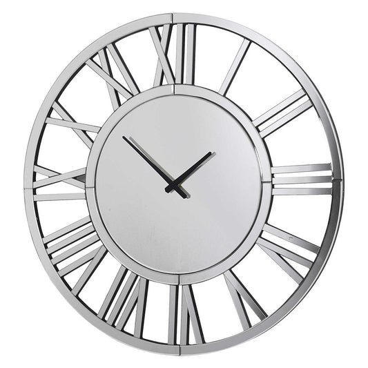 Large Roman Numeral Mirrored Wall Clock